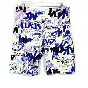 Calvin Klein Pull On Athletic Bike Shorts Womens Sz XL Multicolor Grafitti Logo